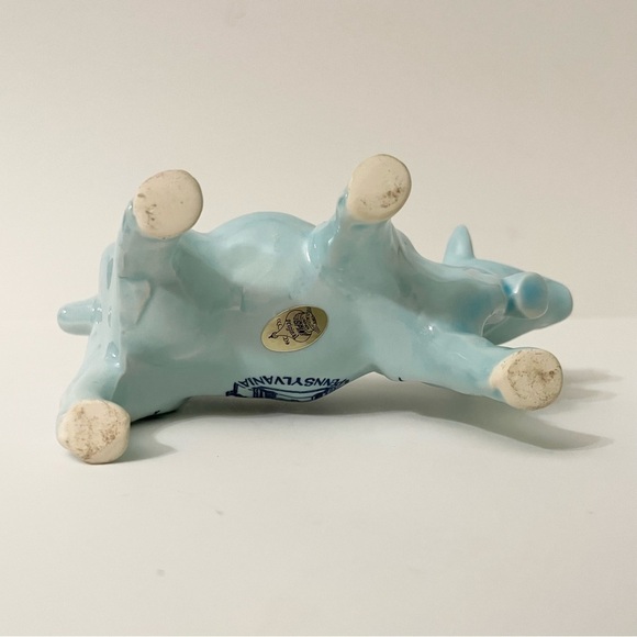 Vintage Blue Cow Creamer Pennsylvania Liberty Bell Delft Japan Spin Original - Picture 15 of 16